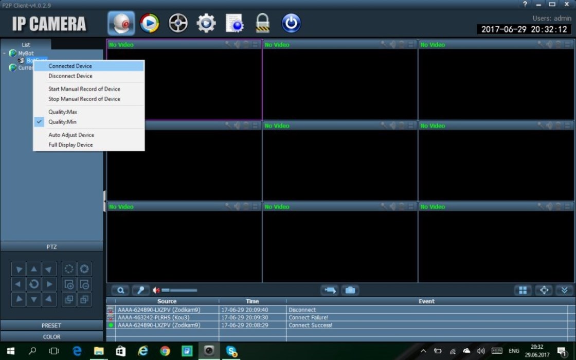 HiP2p application for telepresence robot control